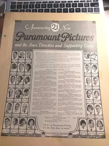 Anuncio de revista vintage 1923 Paramount Pictures estrellas directores y repartos - Imagen 1 de 1