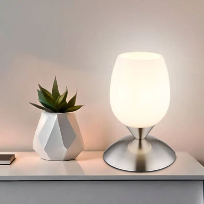 Lampada da Tavolo Luci Soggiorno Scrivania 1 Fiamma Toccare Vetro Argento - Immagine 1 di 4