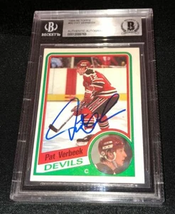 PAT VERBEEK SIGNIERT 1984 TOPPS NJ DEVILS ROOKIE KARTE BECKETT AUTHENTIFIZIERT - Bild 1 von 2