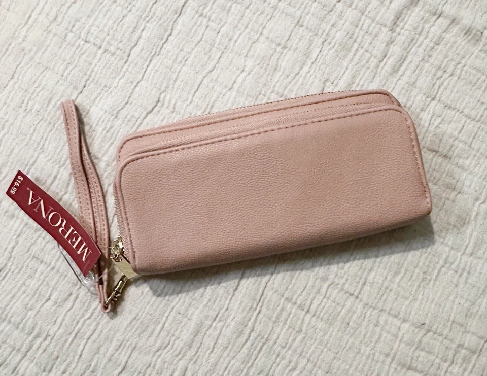 Cartera con cremallera Merona rosa rubor marca Target circa 2018-2020, bolso de mano rosa Foto 1 de 4