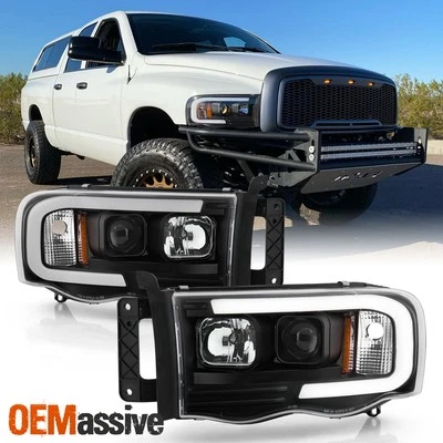 [Low Beam-Full LED] 2002-2005 Dodge Ram Projector headlights w/DRL Led Light Bar - Image 1 of 4