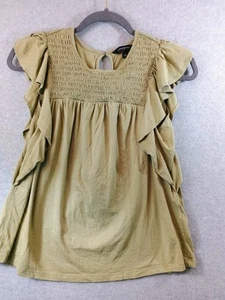 Banana Republic Shirt S Women Boho Smocked Summer Knit Cotton Cottage Core - Picture 1 of 7