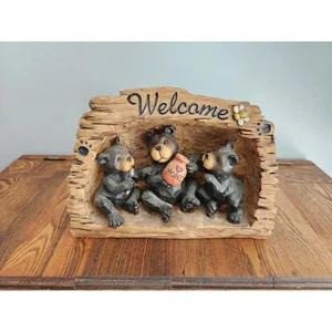 Bear Family Trio Garten Willkommen Schild Outdoor Garten Statue 10x9 - Bild 1 von 3