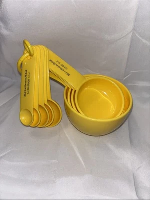 NEW KitchenAid Measuring Cups Spoons Teaspoon Set Kitchen Tools Bright Yellow - Image 1 of 4