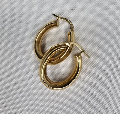 Pendientes de aro ovalados vintage MILOR Italia oro 14K con cierre trasero Foto 1 de 4