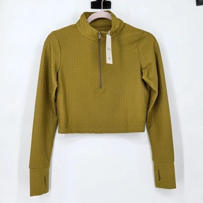 Buffbunny NUEVO Mujeres Mediano Permafrost Media Cremallera Pullover Top Verde/Amarillo Largo Sl Foto 1 de 4