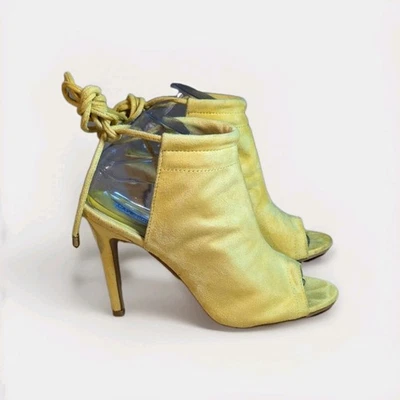 Botines Cape Robin Amarillo Suade Punta Abierta Correa al Tobillo Para Mujer Talla 8.5M Foto 1 de 4