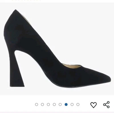 Nuevo tacón esculpido Nine West Trendz talla 9M cuero gamuza negro de moda Foto 1 de 4
