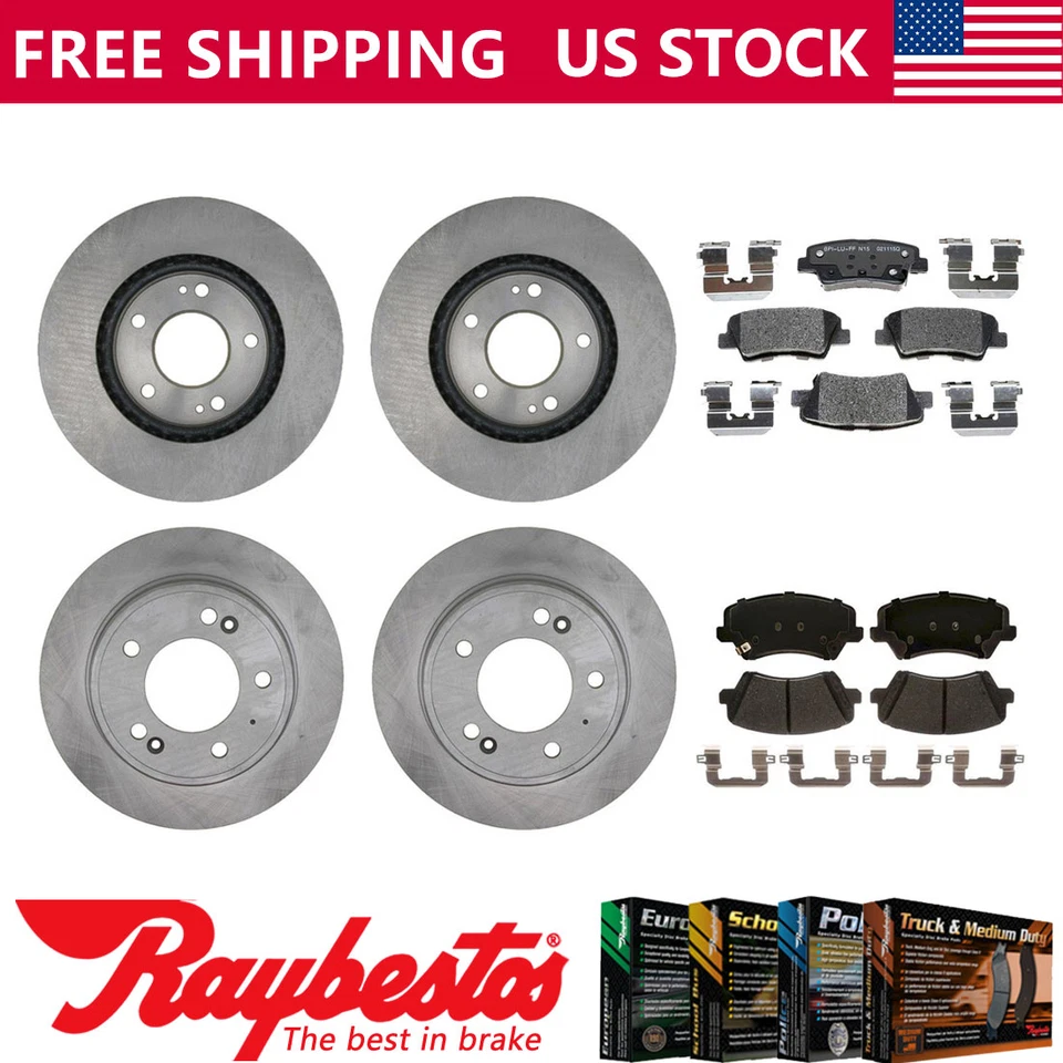 Rotores de freno delanteros traseros y pastillas de freno de cerámica para Kia Forte Koup 2017 - Raybestos Foto 1 de 4