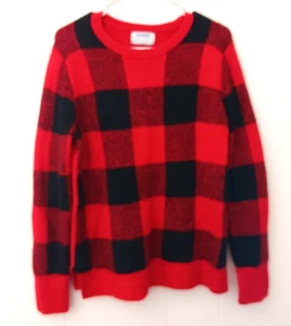 Damen Old Navy Schwarz & Rot Langarm Flauschiger Pullover Größe L - Bild 1 von 4