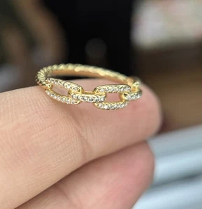Anillo de eslabones de cadena pavé de una fila David Yurman Stax con diamantes oro de 18 quilates talla 7 - Imagen 1 de 9