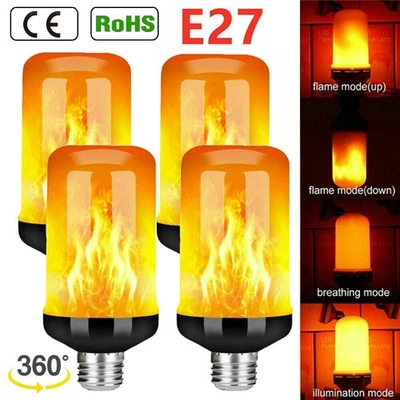 1-4 E27 LED Licht Fackel Feuer Lampe Flammen Effekt Glühbirne Flacker Birne Deko - Bild 1 von 4