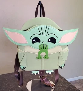 USED Star Wars Grogu Baby Yoda Mandalorian Child Frog Mini Backpack Loungefly - Picture 1 of 15