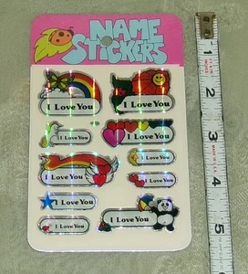 Vintage 80's BJ Decal Specialties Prism Name I Love You Stickers MIP - Picture 1 of 2