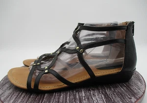 Montana Sandals Womens 10 Black Strappy Gladiator Leather Zip Studded Shoes - Picture 1 of 10
