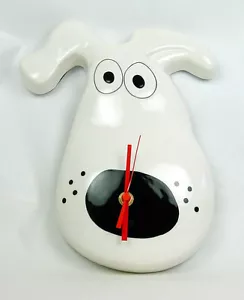 Entzückende Retro Hund 3D Keramik Wanduhr schwarz & weiß TOTAL CuTe! Neu im Karton - Bild 1 von 1