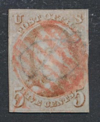 UNITED STATES (US) 1 USED 4 MARGIN 5c FRANKLIN, CREASE THIN - Image 1 of 2