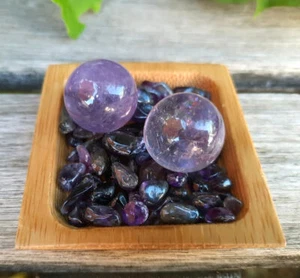 Amethyst Sphere Duo S, Meditation Set, Spiritual Awareness, Peace, Calming, Hope - Bild 1 von 8
