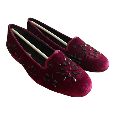 Aerosoles Loafer Shoes Womens Size 5 Good Graces Wine Velvet Embellished - Image 1 of 4