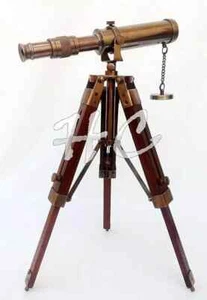 Marine 10 Inch Telescope Antique Finish Nautical With Brown Tripod Stand - Picture 1 of 8