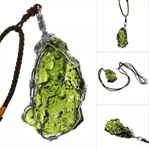 Moldavite Green Aerolites Crystal Stone Pendant Natural Energy Unique Necklace - Picture 1 of 7