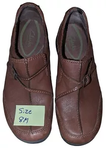 Clarks: Damen Größe 8M braune Leder-Slipper Halbschuhe - Bild 1 von 3