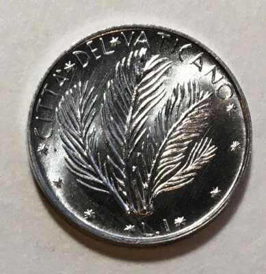 Vatican 1 Lira 1972 - Palm Fronds - FAO - Pope Paul VI - Uncirculated - Image 1 of 3