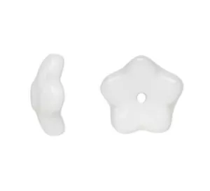 Tapa de cuentas, vidrio prensado checo, 50 flores blancas opacas 7x3 mm con orificio de 0,9 mm - Imagen 1 de 2