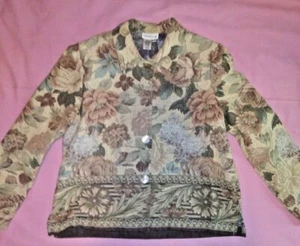 Vintage 80-90's Coldwater Creek Blazer Jacket Floral Print Medium (M) Padded  - Picture 1 of 10