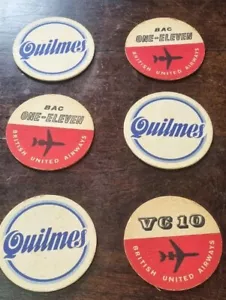 VINTAGE SELTENE PAPPUNTERSETZER QUILMES ARGENTINIEN BIER & BUA VC 10 BAC 1-11 LOT - Bild 1 von 5