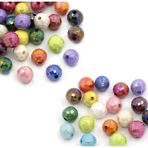 280 Acrylic Spacer, Loose Beads, Round Random Mix Ab Color Faceted 8mm - Picture 1 of 1