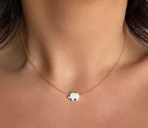 Collar de ópalo elefante, garganta colgante de ópalo blanco o azul, plata esterlina, oro - Imagen 1 de 8