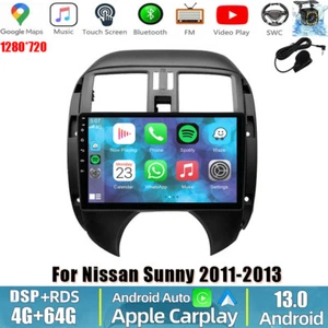 64 GB para Nissan Sunny Versa 2011-2013 Android 13 radio de coche estéreo navegación CarPlay - Imagen 1 de 20