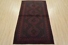 Vintage Tribal Oriental 4′ x 6’7” Black Wool Traditional Hand-Knotted Area Rug