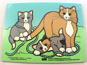 Rompecabezas de madera vintage Conner para gatos y gatitos con cuerda 10 piezas - Imagen 1 de 2