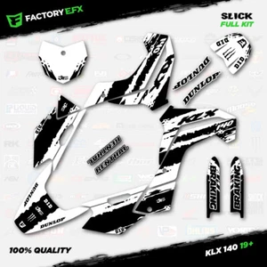 Black & White Slick Racing Graphics Kit fits 19-24 Kawasaki KLX140 KLX 140 Decal - Picture 1 of 2