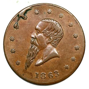 1863 New York Gustavus Lindenmüller Store Card Bürgerkrieg Medaille - Bild 1 von 2