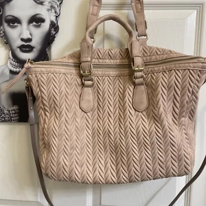 Moda Luxe Blush Pink Chevron Tote Crossbody Bag - Picture 1 of 11