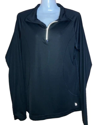 Top Danskin Mujer Talla 2XL/20 Negro Ropa Activa 1/4 Cremallera Semi-Ajustado Largo Slv Foto 1 de 4