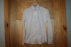 Ganesh Women's Long Sleeve Blue & Red Polka Dot Fitted Blouse - Size 1 - Picture 1 of 3