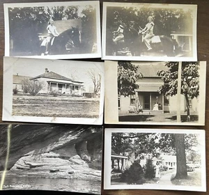 Vintage RPPC echtes Foto 6 Postkarten Bilder zufälliges Mädchen Pferde niedrigere Dells - Bild 1 von 5