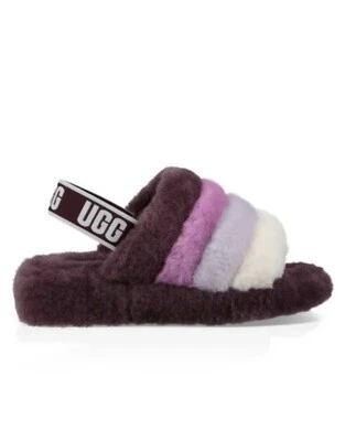 UGG PURPLE MULTI FLUFF YEAH SLIDE SHEEPSKIN SLIPPERS, US 6/ EUR 37 ~NIB - Изображение 1 из 4