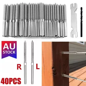 40X Stainless Steel DIY Balustrade Kit Wire Rope Terminal Lag Swage Fittings 316 - Picture 1 of 12