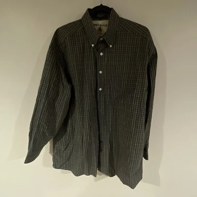 Camisa masculina xadrez marrom cinza com botões Tommy Hilfiger L/S 16 1/2 33 Hong Kong - Imagem 1 de 3