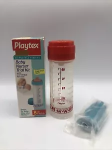 Vintage Red Playtex Nurser FLAT Top Nipple Drop In 8oz Red Baby Bottle New - Picture 1 of 5