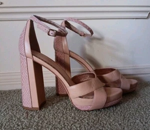 Alannah Hill Platform Block Heels Blush Pink Size 38 - Picture 1 of 7