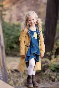 Magpie & Mabel Sz 6 Girls Yellow Jacket Coat Dress Set Winter Fall - Picture 1 of 12