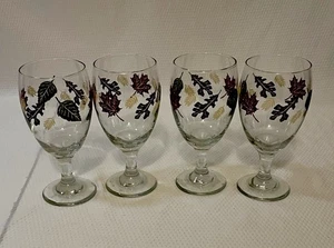 Libbey Fall AUTUMN LEAVES Wine/ STEM Water Ice Tea Goblets Set Of 4. - Picture 1 of 4