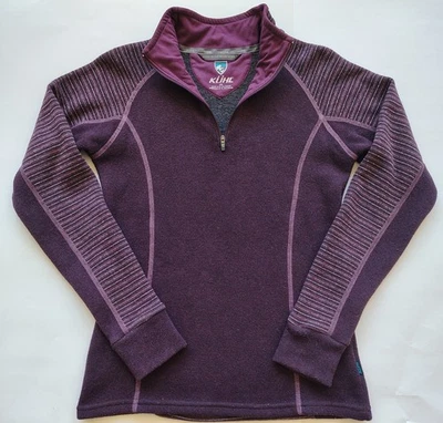 Kuhl 女式毛衣 XS 码 Chianti 羊毛混纺 1/4 拉链模拟领运动  — 第 1/4 张图片