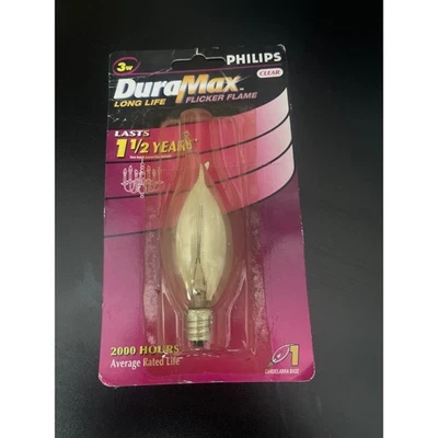 Philips DuraMax Flicker Flame Light Bulb 3W Candelabra Base Long Life Clear - Image 1 of 2